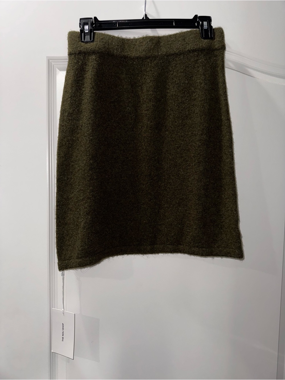 The Noli Shop Dark Olive Green Knit Skirt Size M NWT Knee Length
